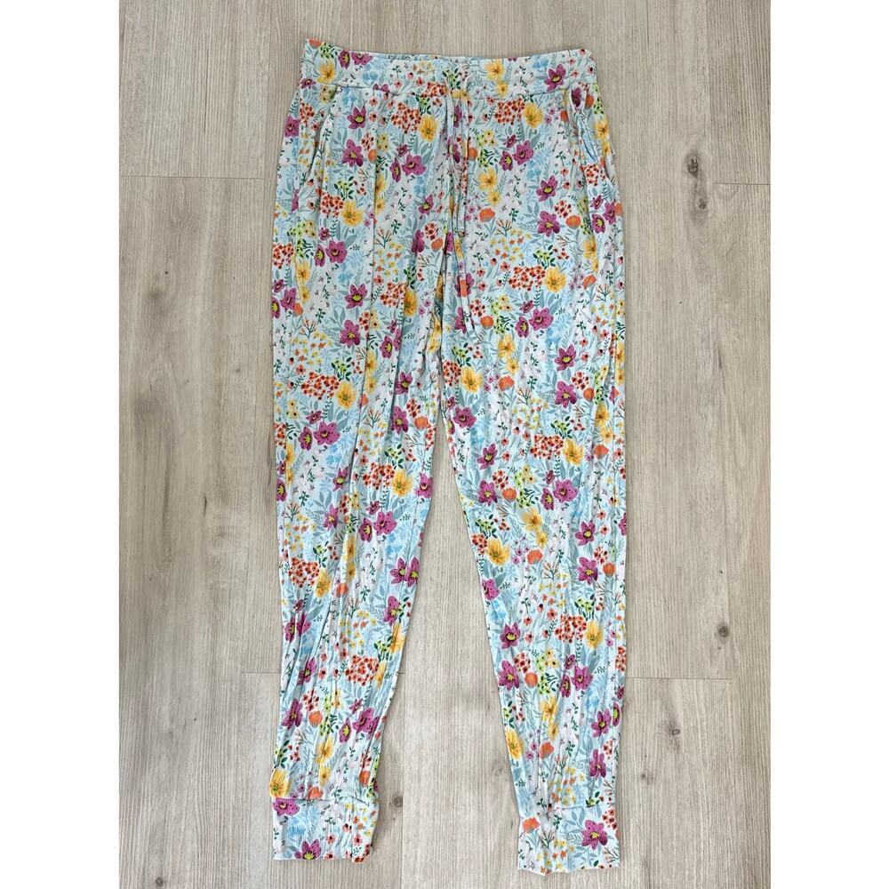 Sunny & Mama Garden Daydream Ribbed Bamboo Jogger Floral Lounge Pants Pajama L